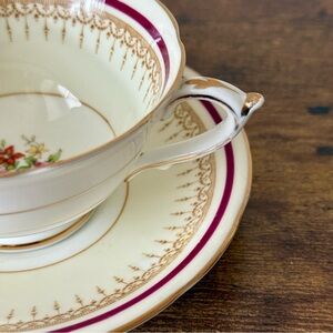 Vintage Paragon Teacup and Saucer Red Band Floral English Bone China